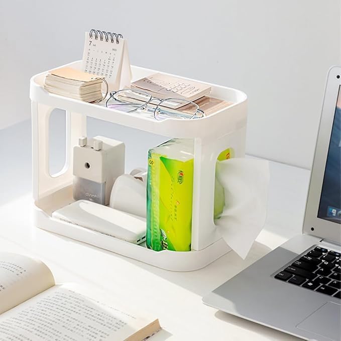 Otistores 2 Layer Stationery Foldable Rack For Office Cosmetic Desktop Home Kitchen Bathroom Accessories Organizer Multifunction