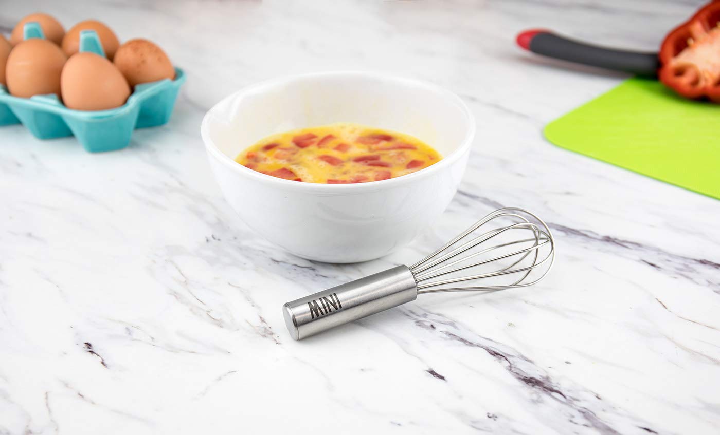 Tovolo Stainless Steel Mini Whisk, 6" - Silver Whisk for Cooking, Mixing & Whipping - Model 81-6379P - Dishwasher Safe
