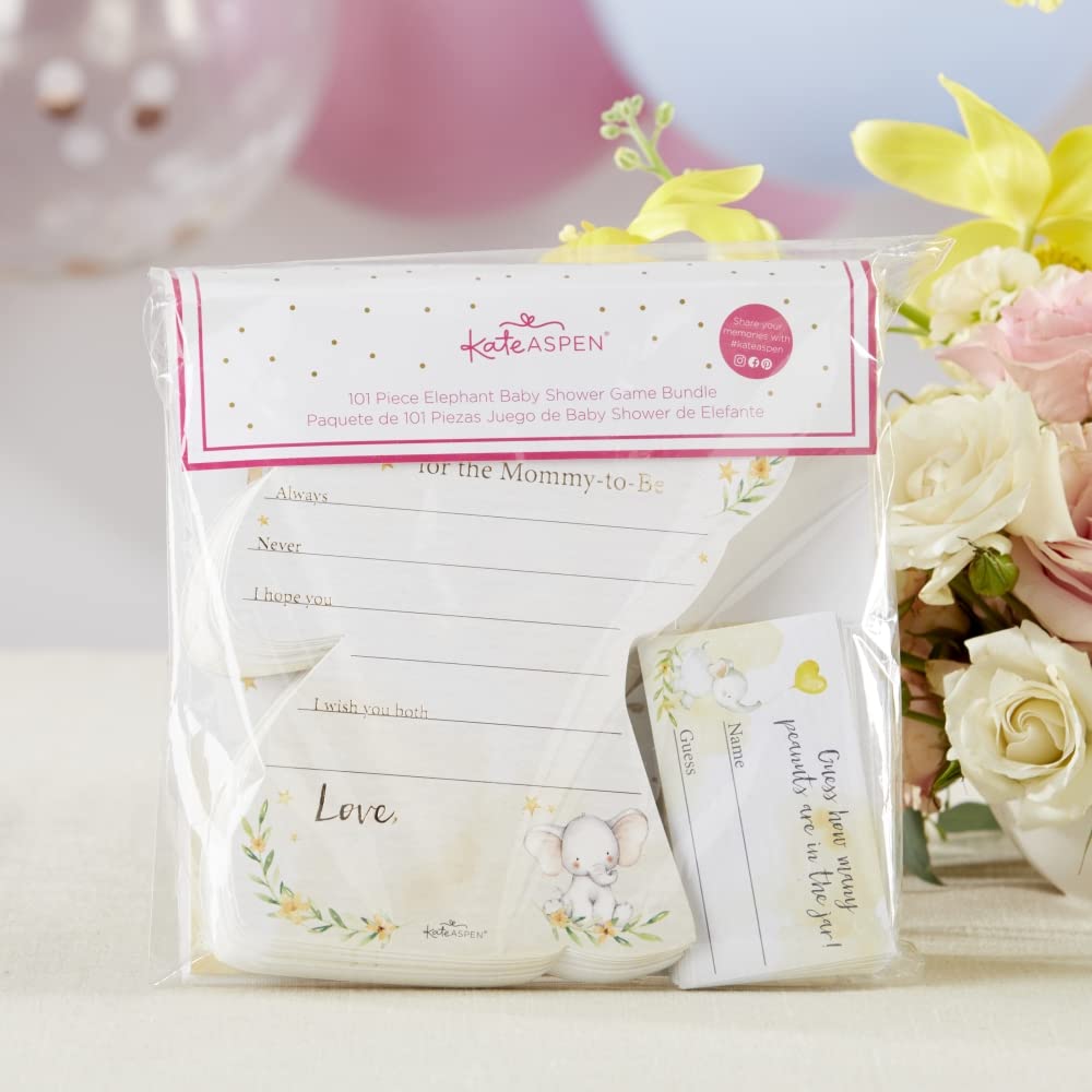 Kate Aspen Elephant Baby Card & Baby Game Little Peanut, One Size, Shower Advice Card & Game (Set Of 50)