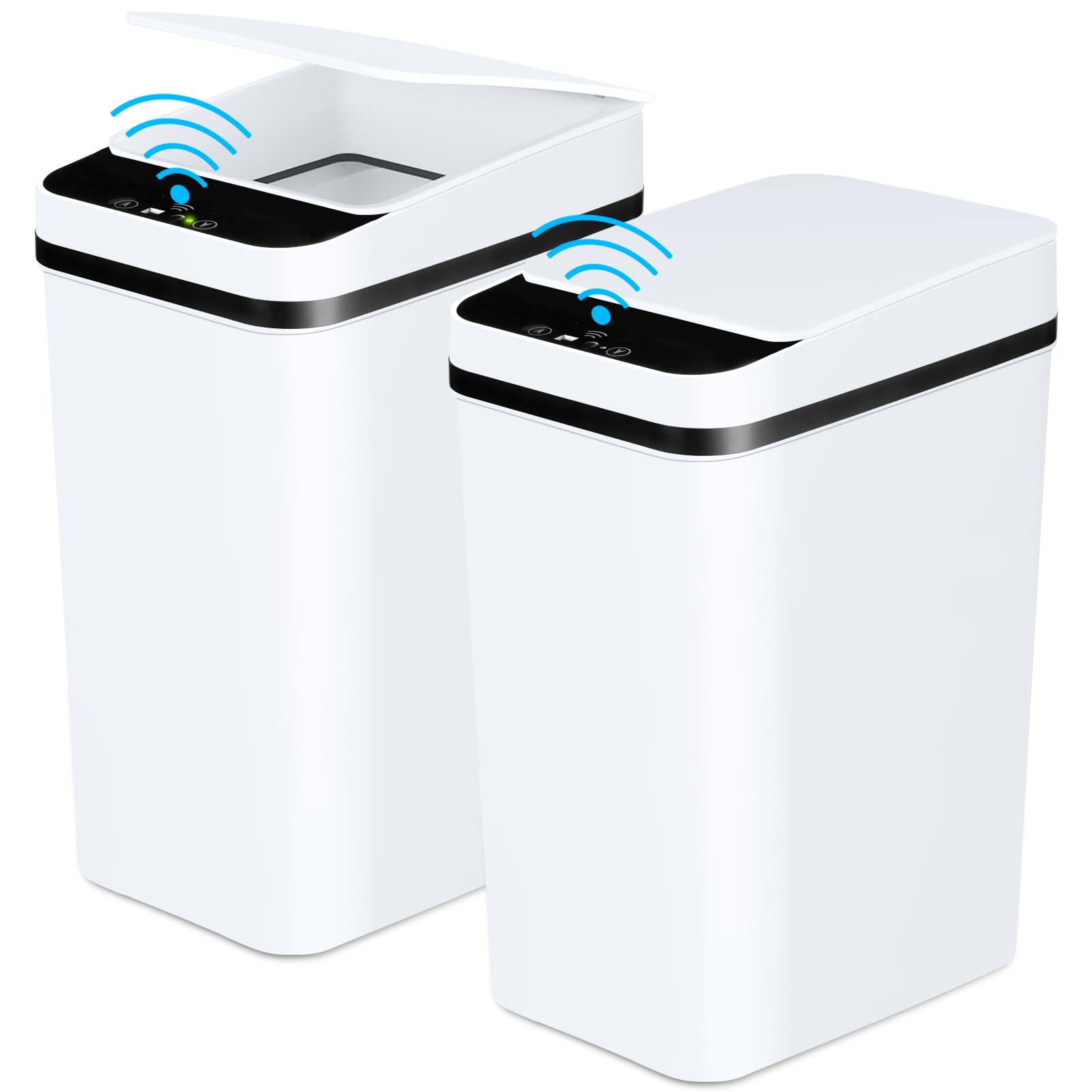 Anborry Bathroom Trash Cans With Lid 2 Pack 2.2 Gallon Touchless Automatic Motion Sensor Small Slim Garbage Can, Smart Electric