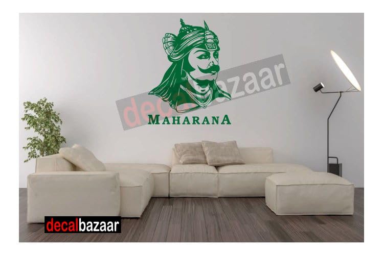 decalbazaar Vinyl Maharana Pratap Singh Glossy Glass Wall Sticker, 23 x 18 Inches Green