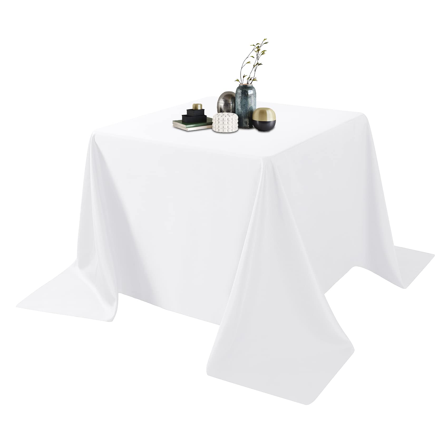 Ascoza 2Pack 90X90 Inch White Square In Polyester Fabric Tablecloth For Wedding,Banquet,Restaurant And Parties