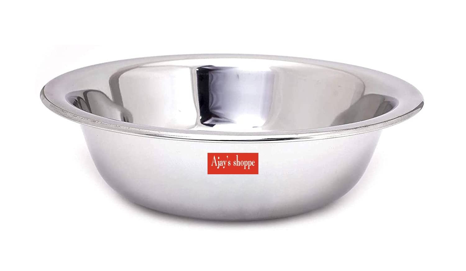 Ajays Shoppe Heavy Gauge Stainless Steel Solid Mixing Bowl/Atta Parath (3 Liter)