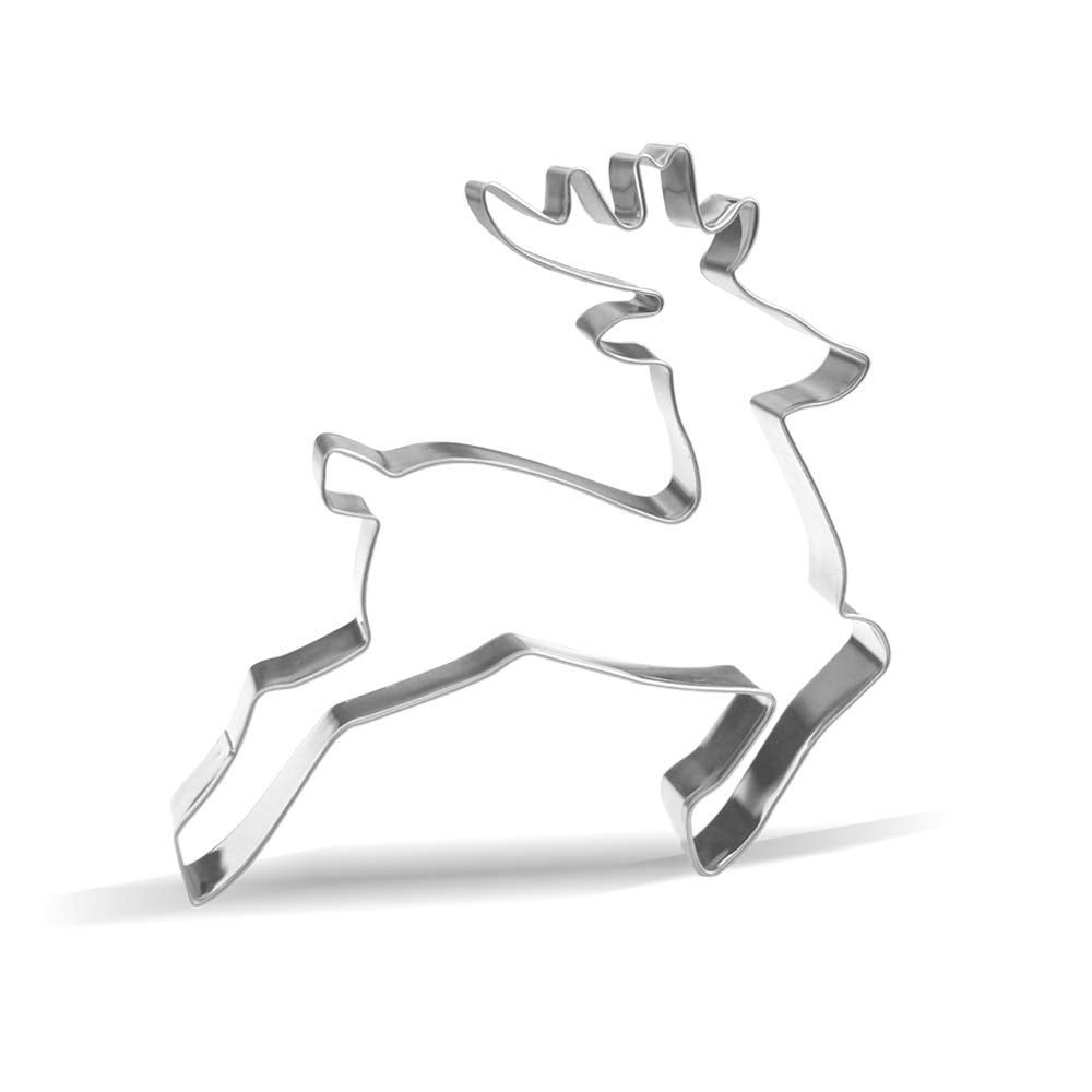 5.1 Inch Leaping Reindeer Cookie Cutter - Stainless Steel