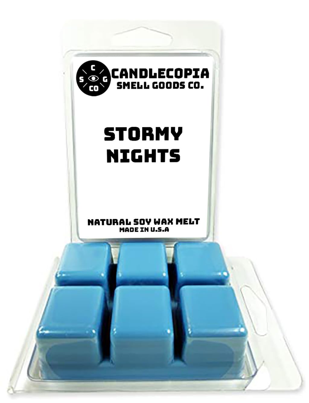 Candlecopia Stormy Nights Strongly Scented Hand Poured Vegan Wax Melts, 12 Scented Wax Cubes, 6.4 Ounces in 2 x 6-Packs