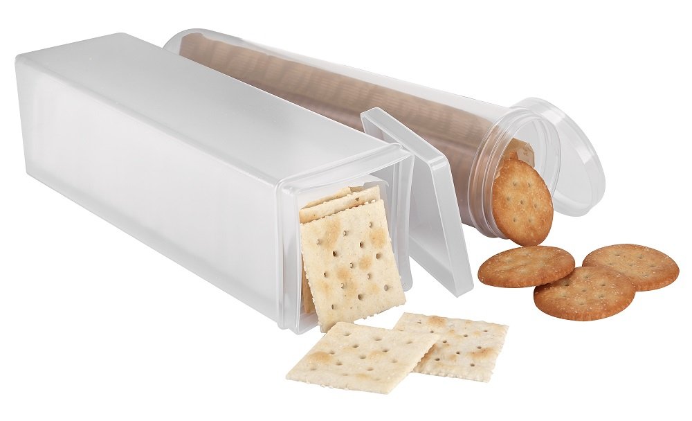 Stay Fresh Square Cracker Container - Kitchen Discovery - Sturdy, Crushproof Holder For Saltine And Cracker Storage - Keeps Your