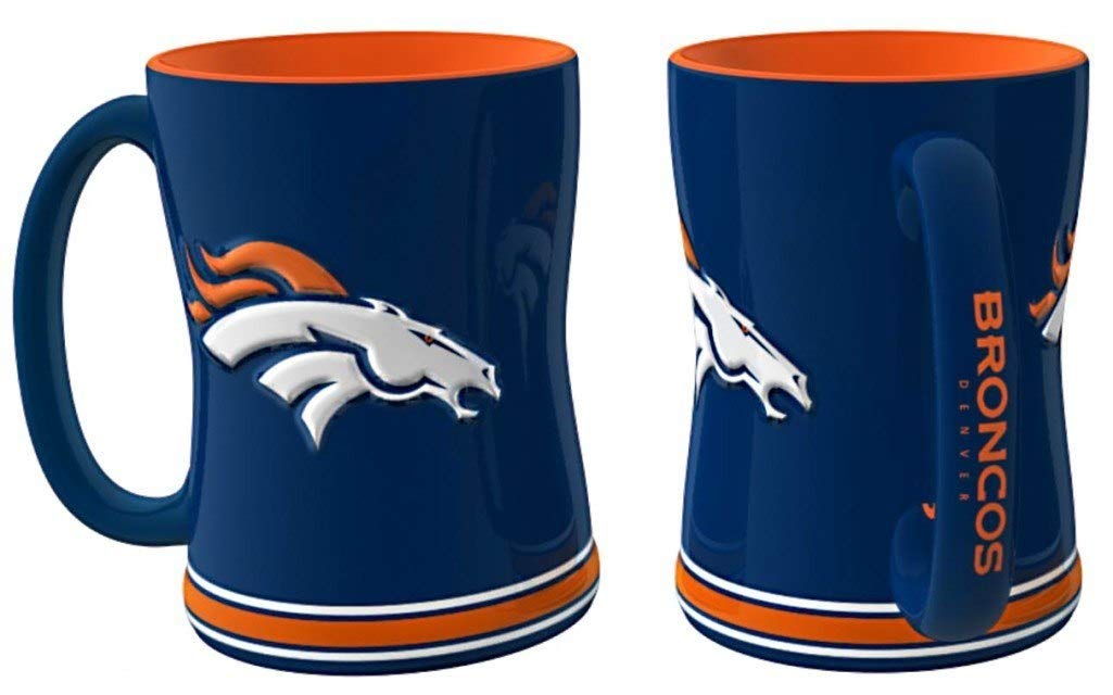 Denver Broncos 15 Ounce Sculpted Logo Relief Coffee Mug