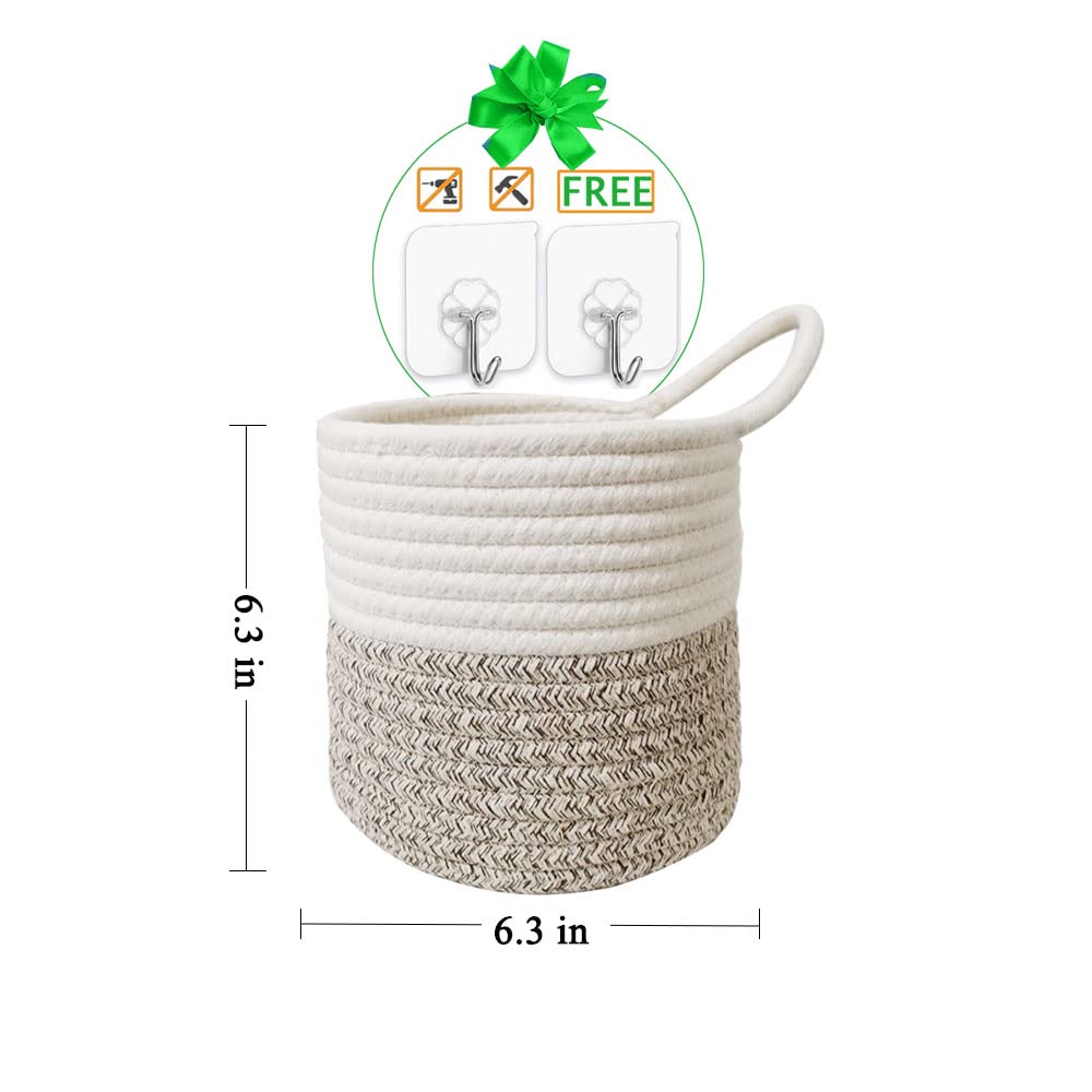 Luse Live 2 Pack Small Hanging Basket,Wall Hanging Baskets With Hooks,Small Hanging Storage Basket With Handle For Porch Living