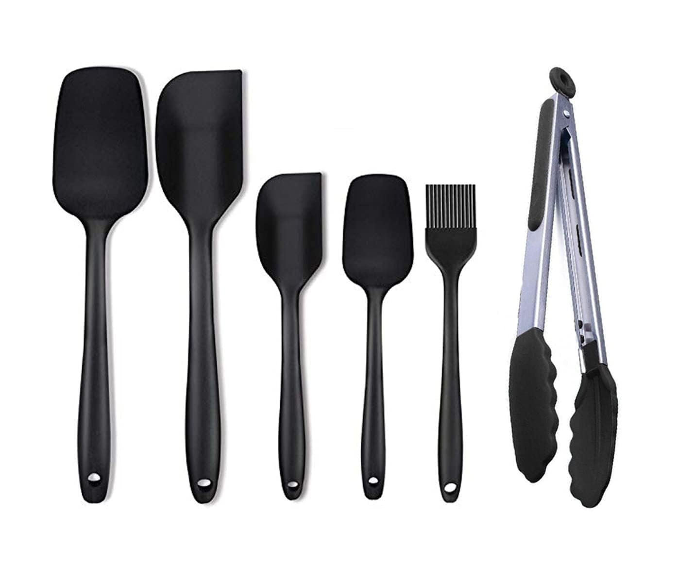 Shoparam 6Piece Silicone Spatula Set  100% FoodGrade HeatResistant Spatulas, Baking Scraper & Silicone Tongs For Cooking, Fr