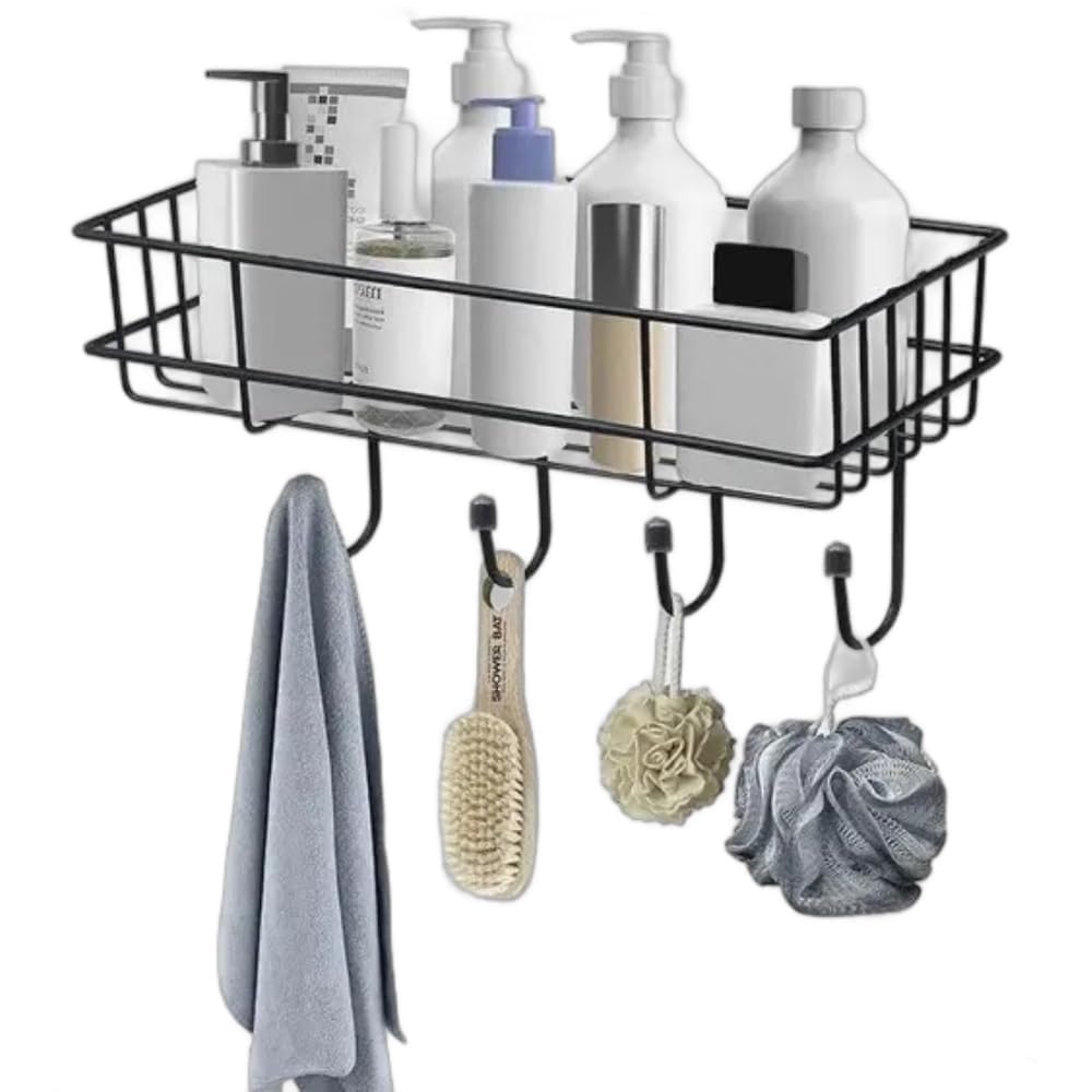 Leawall SelfAdhesive Multipurpose Bathroom Rack, Bathroom Shelf Organizer, Wall Mounted Shelf,Bathroom Accessories Towel Holder