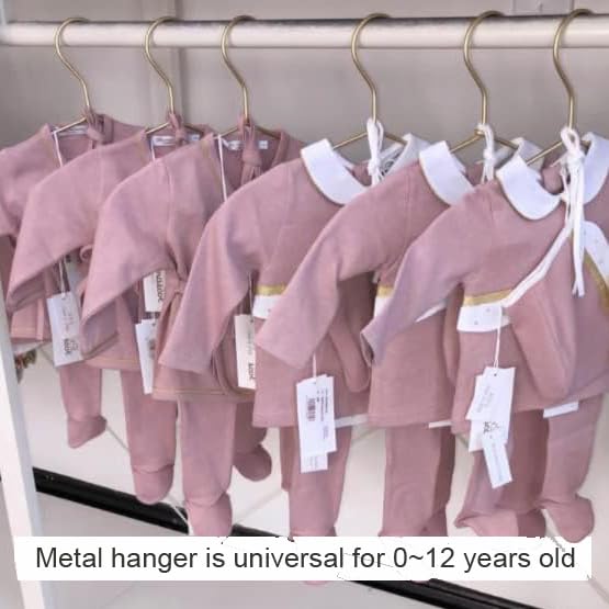 Koobay 12.6'' Children Gold Clothes Hangers With Clips,10 Pack,Newborn Kids Hangers Non Slip Durable Space Saving Baby Clothes,S