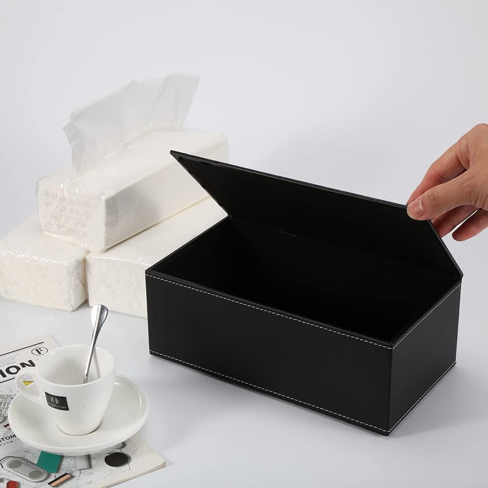 Kingfom Rectangular Pu Leather Tissue Box Cover - Facial Tissue Paper Napkin Holder For Bathroom, Home, Office, Car Automotive D