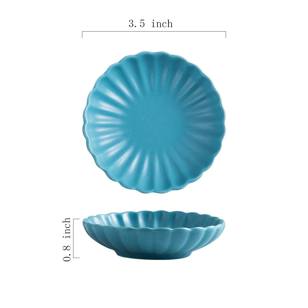 Gaolinci 3.5 Inches Flower Shape Ceramic Sauce Dish,Mini Side Seasoning Dish,Condiment Dishes/Sushi Soy Dipping Bowl,Snack Servi