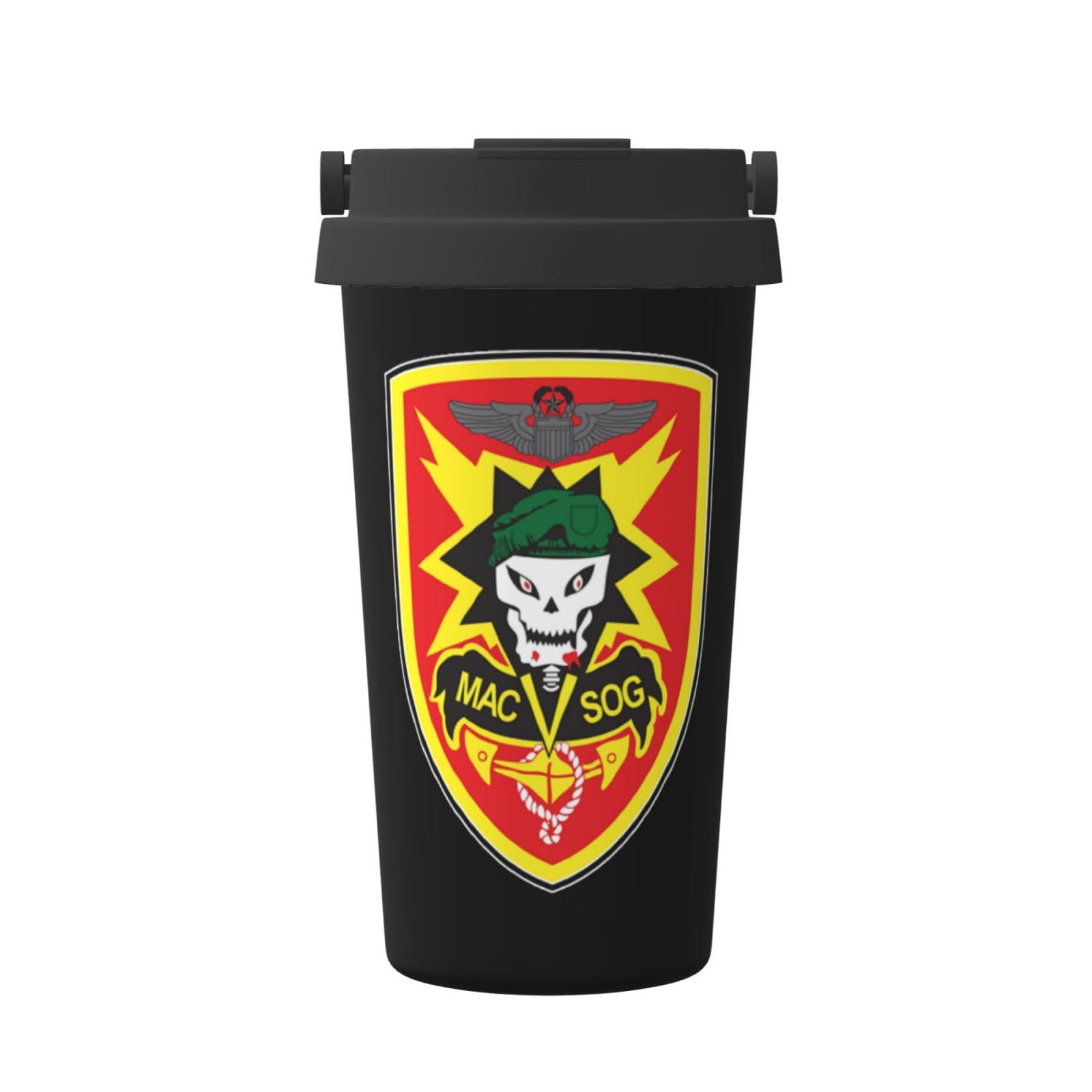 Biaomn Us Army MacvSog Insulated Coffee Mug, Stainless Steel Vacuum Insulated Double Wall Travel Tumbler, 17oz