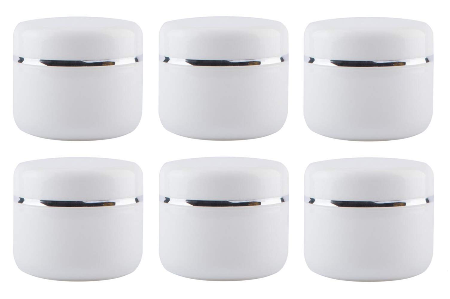 Xingzi 6Pcs White 8 Oz (250Ml) Cosmetic Jars With Liners And Dome Lids Empty Refillable Face Cream Lip Balm Lotion Bottles Plast
