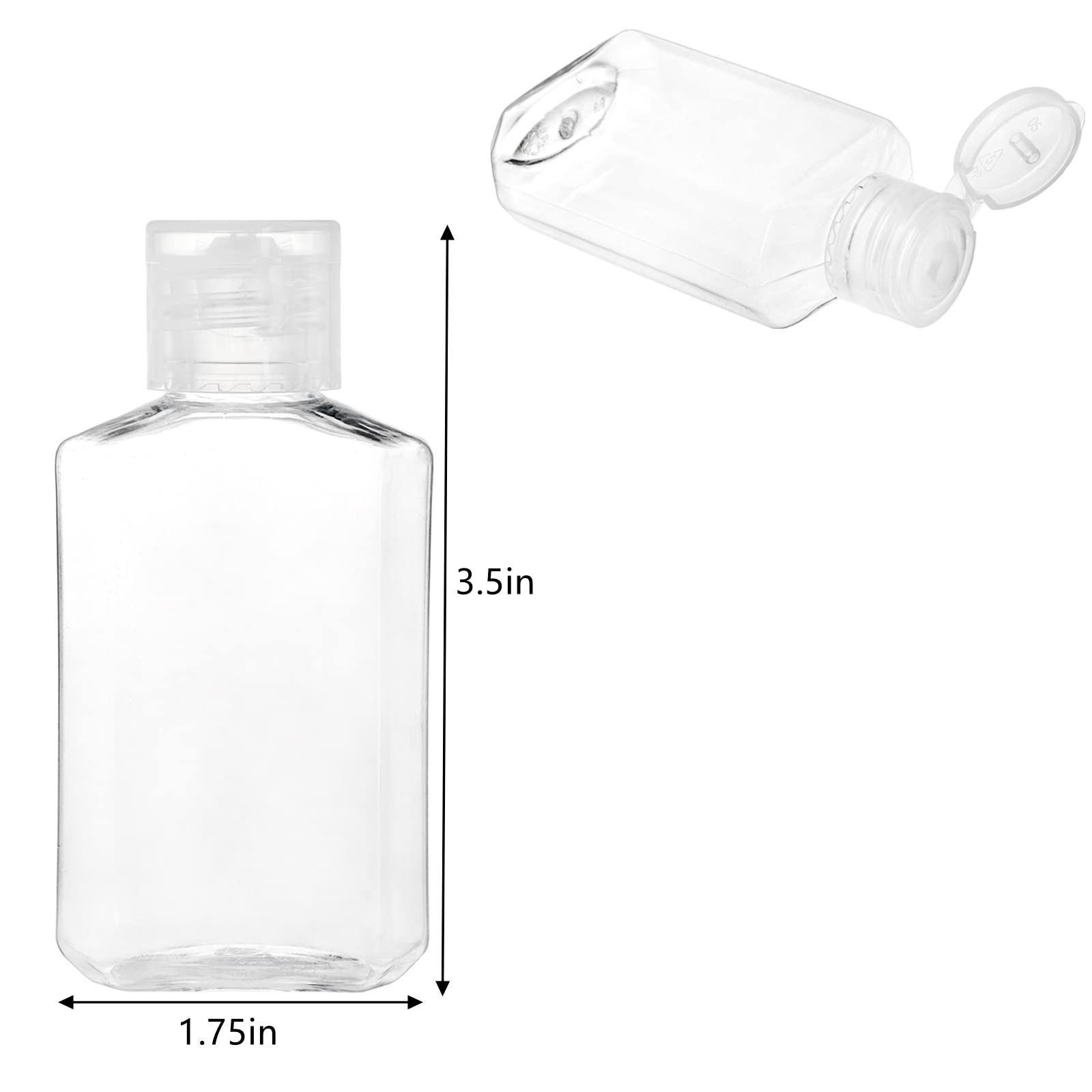 Frcctre 60 Pack 2 Oz Empty Clear Plastic Travel Bottles, Portable Refillable Pet Bottles With Flip Top Caps, Travel Size Contain