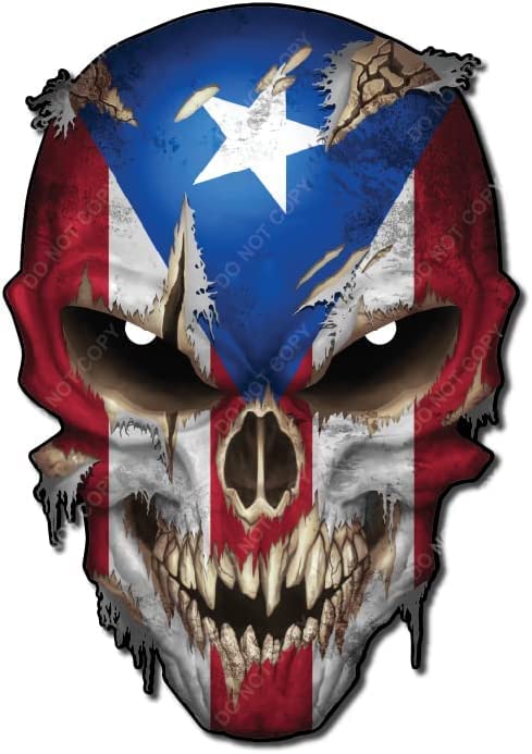 Puerto Rican Country Flag Skull Decal Sticker With Reflective Eyes America Puerto Rico Pride Stickers For Cars Trucks Star Logo