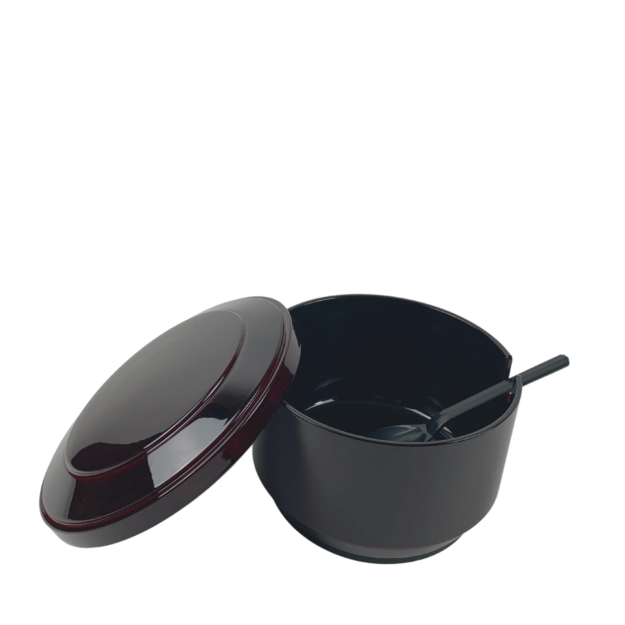 Japanbargain 4777, Rice Serving Bowl With Lid And Rice Paddle Spoon Japanese Ohitsu Container Made In Japan, Burgundy Color, Ser