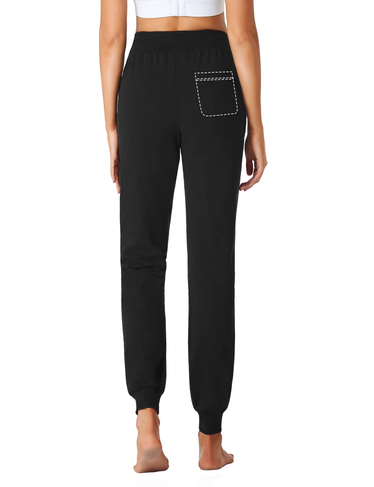 Sevego Lightweight Womens 30 Tall Inseam Cotton Soft Jogger With Zipper Pockets Cargo Pants Black Small