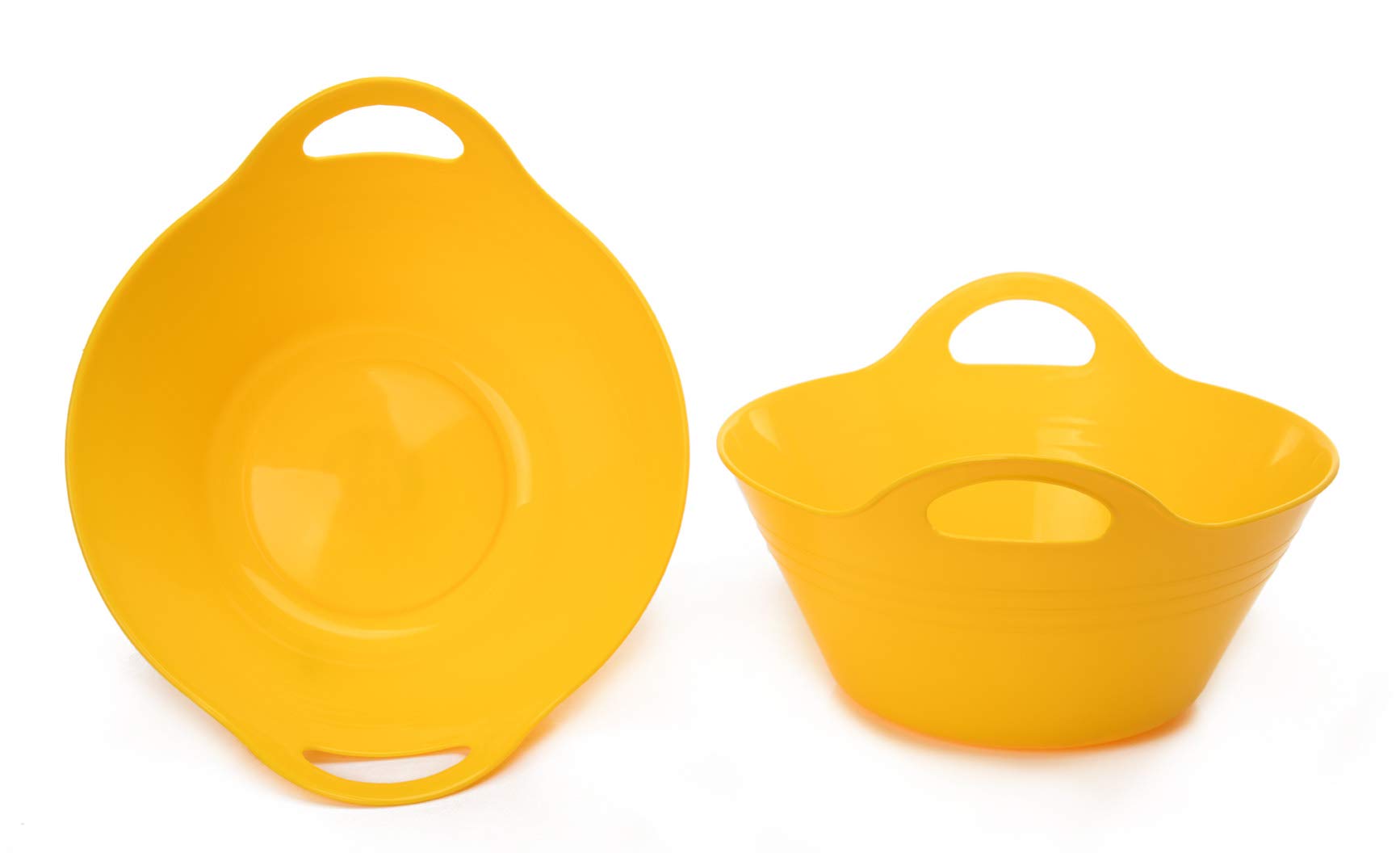 Mintra Home Plastic Bowls With Handles (1.8L Medium 2Pk, Yellow)