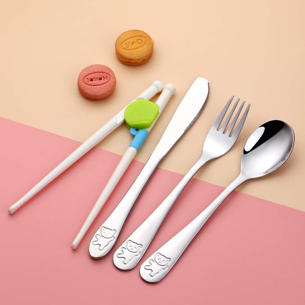 Poylim Kids Silverware, Stainless Steel Children Flatware Set, Toddler Utensils Set of 2, Silver