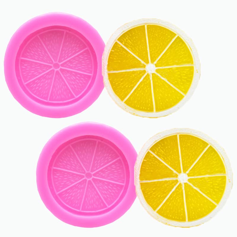 2Pcs Lemon Slice Orange Fruit Piece Silicone Molds Set For Diy Fondant Candy Making Chocolate Mold Desserts Ice Cube Gum Clay So
