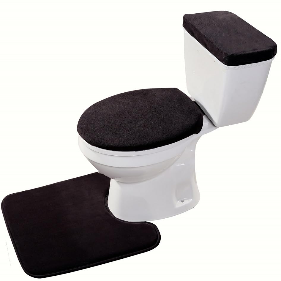 Madeals Memory Foam Toilet Mat and lid Cover Set with Toilet Tank Cover 3 Piece Toilet Set Sage Green