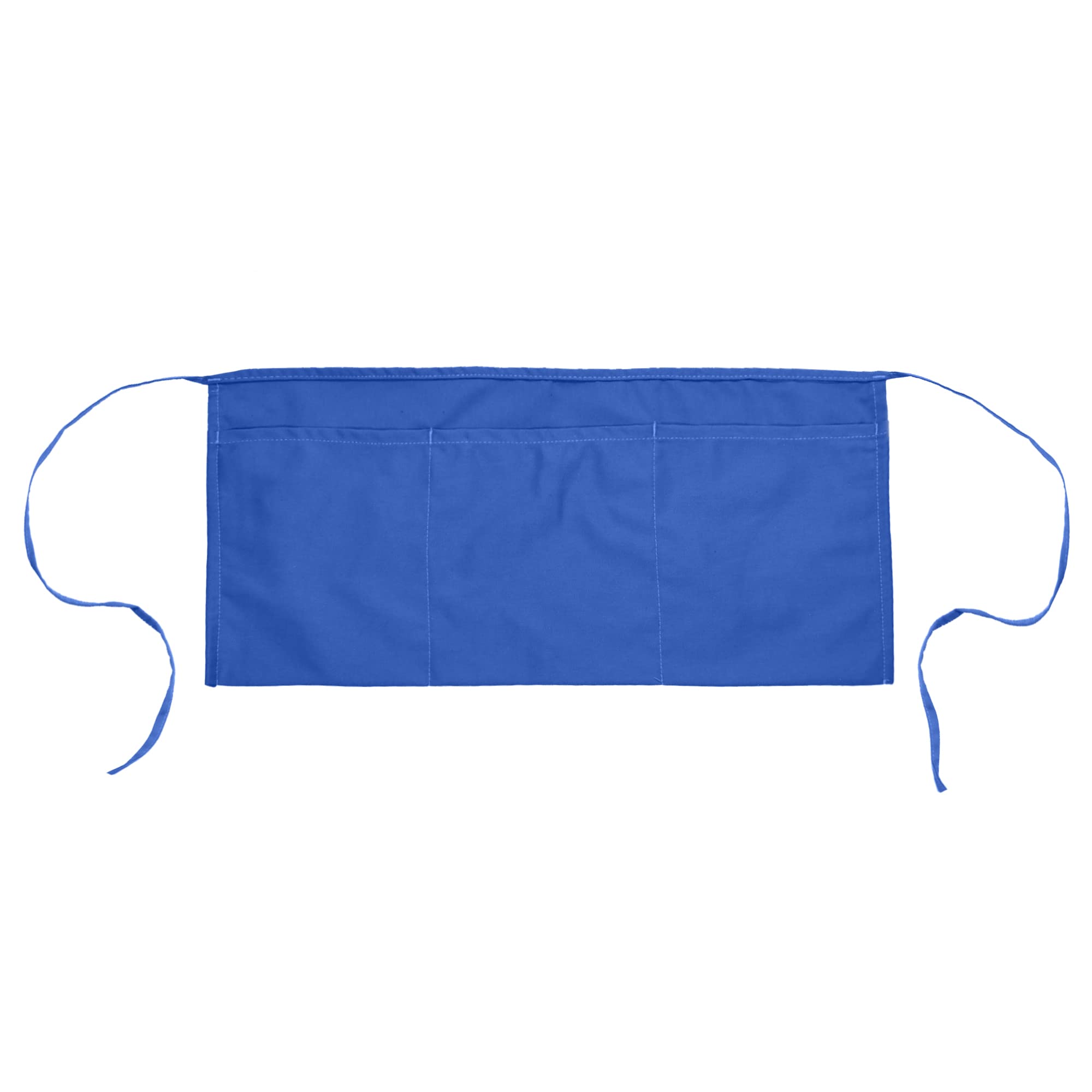 Waist Aprons Commercial Restaurant Home Bib Spun Poly Cotton Kitchen (3 Pockets)In Royal Blue