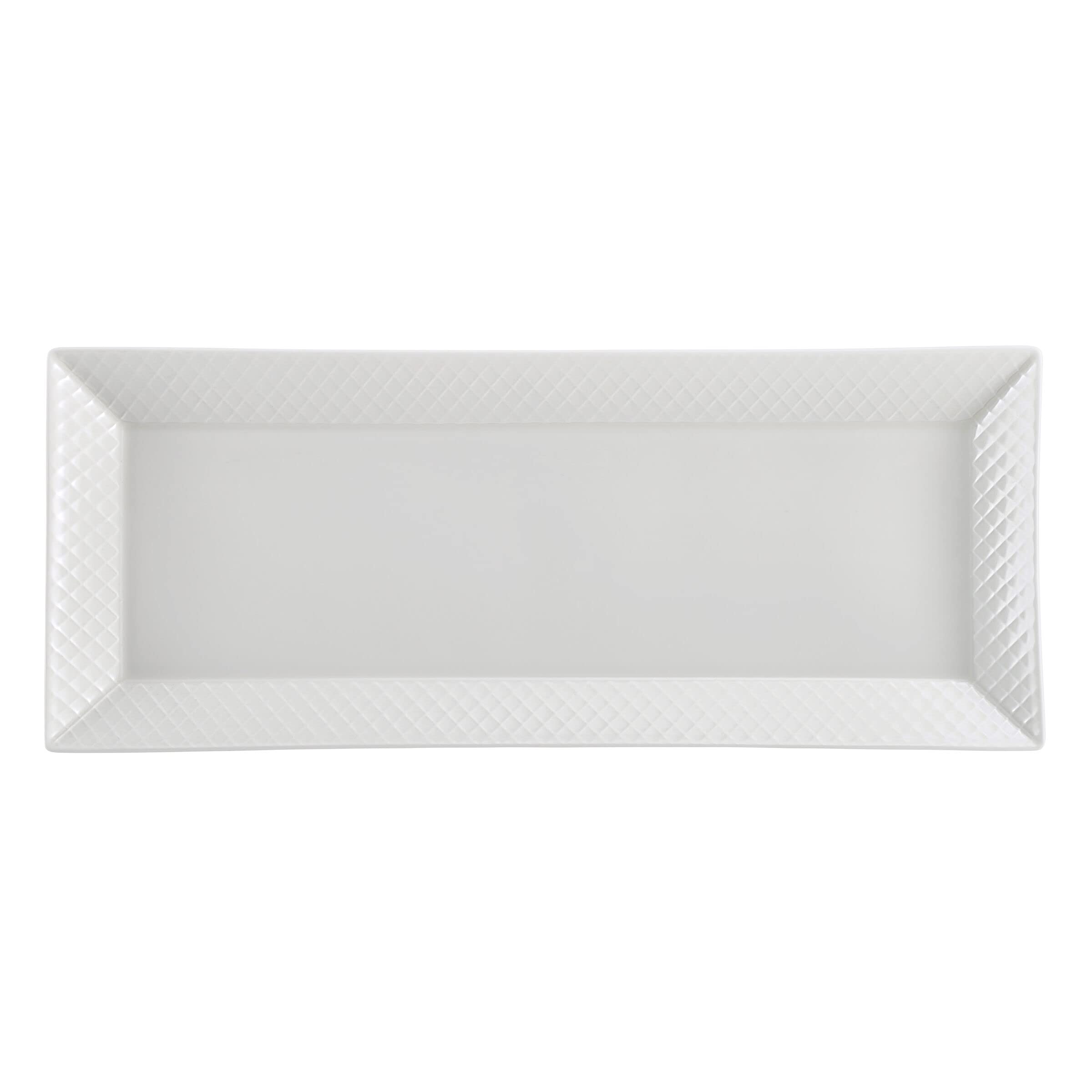 Mikasa Trellis Chip Resistant Set Of 2 Platter Serving Tray, 12 And 15 Inch, White