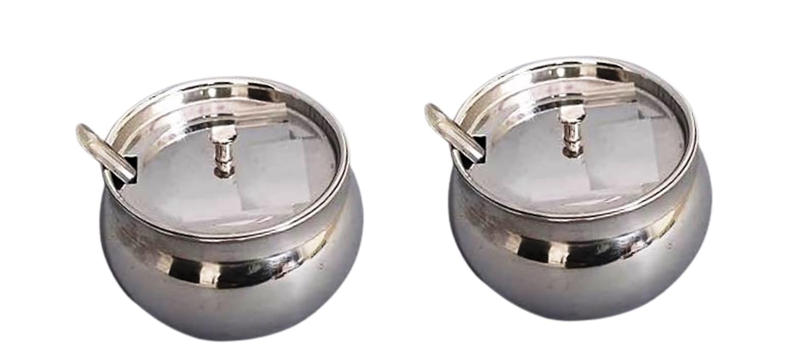 Ghee Pot Ghee Dani Salt Jar Oil Container Oil Pot In Stainless Steel Small Jar For Daily Kitchen Purpose  (Set Of 2 Ghee Pot, 2