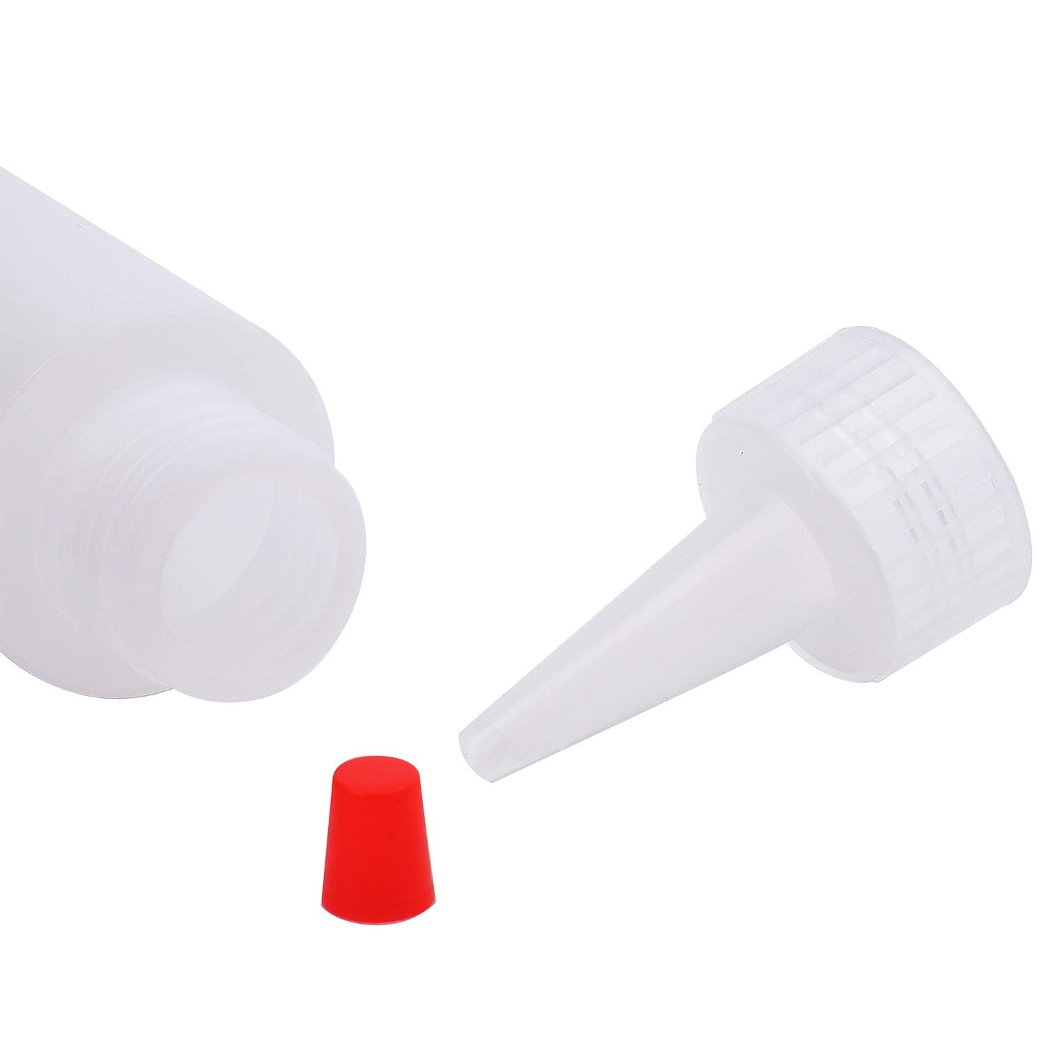 Bekith 40 Pack 2 Oz Plastic Squeeze Condiment Bottles With Red Tip Caps, Small Empty Refillable Bottles For Icing, Cookie Decora