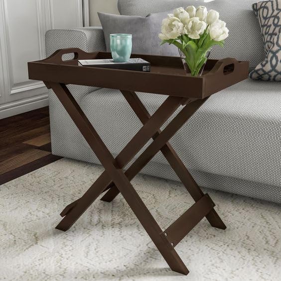 Dds Dream Decor Shoppee Handmade Wooden FoldAble Table Tray (Brown)