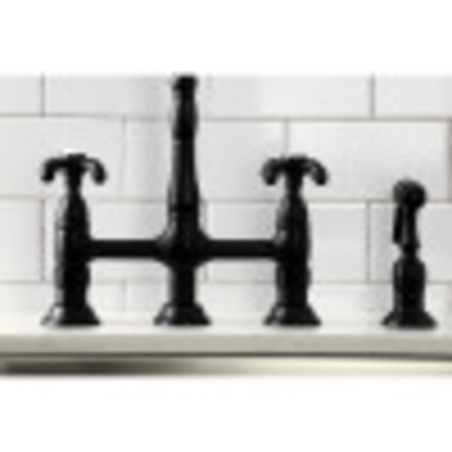 Kingston Brass KS1275TXBS French Country Kitchen Bridge Faucet with Brass Sprayer  Oil Rubbed Bronze
