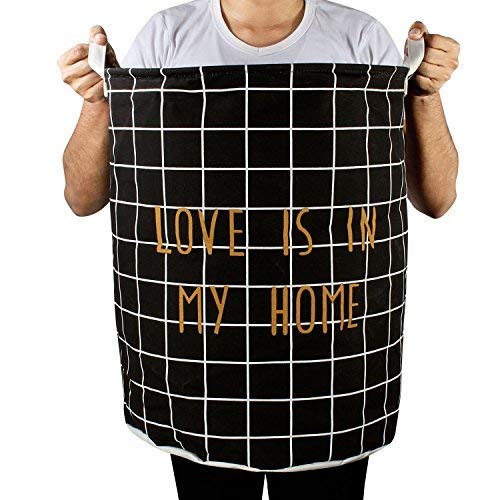 Styleys Foldable Cloth Laundry Bag Hamper, Large 63 Litere (S11052 - Black Stripe)