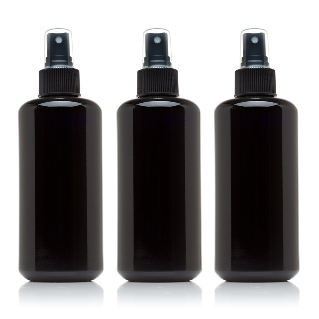 Infinity Jars 200 Ml (6.7 Fl Oz) Black Ultraviolet Glass Fine Mist Spray Bottle Cleaning Products Refillable Containers Homemade
