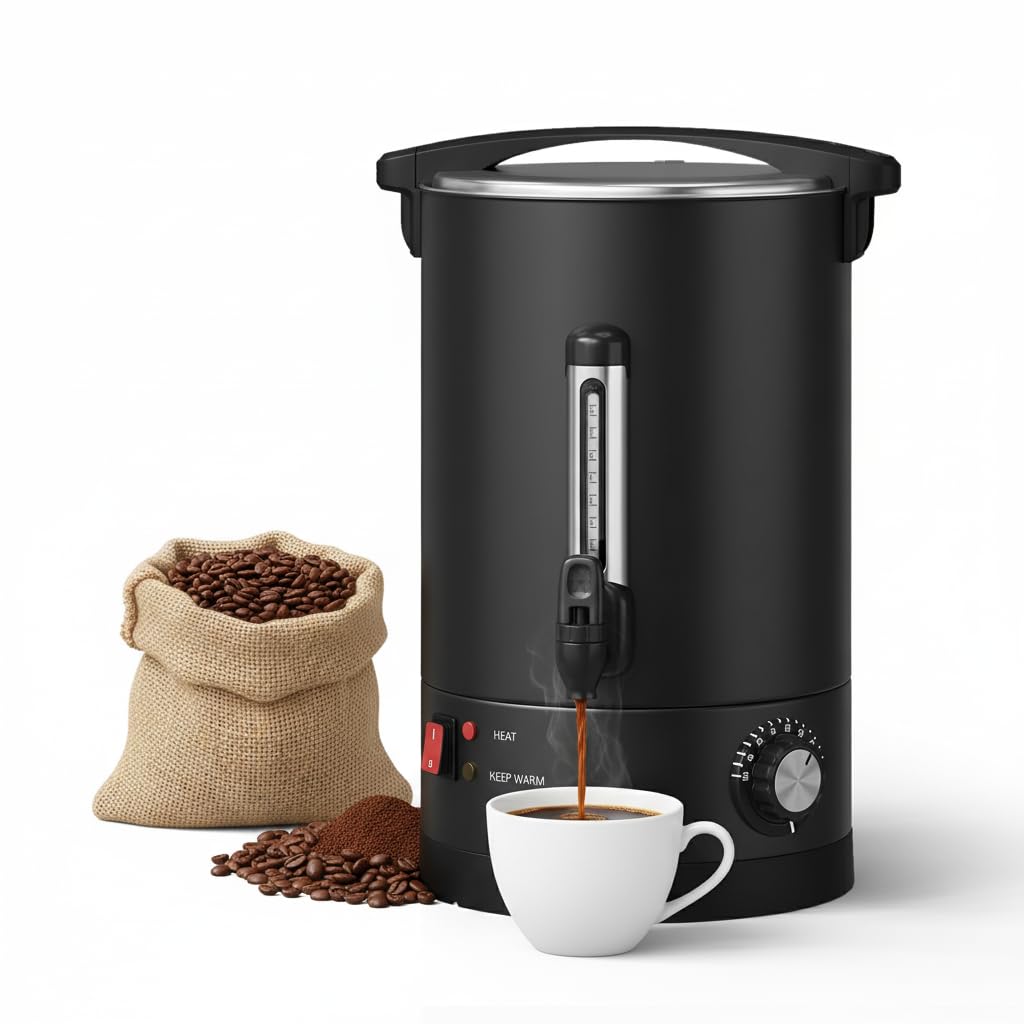 80 Cup Coffee Urn, 12L/3.2Gal Stainless Steel Hot Beverage Dispenser, Fast Brew Rapid Extraction, Auto Temperature Control Fauce