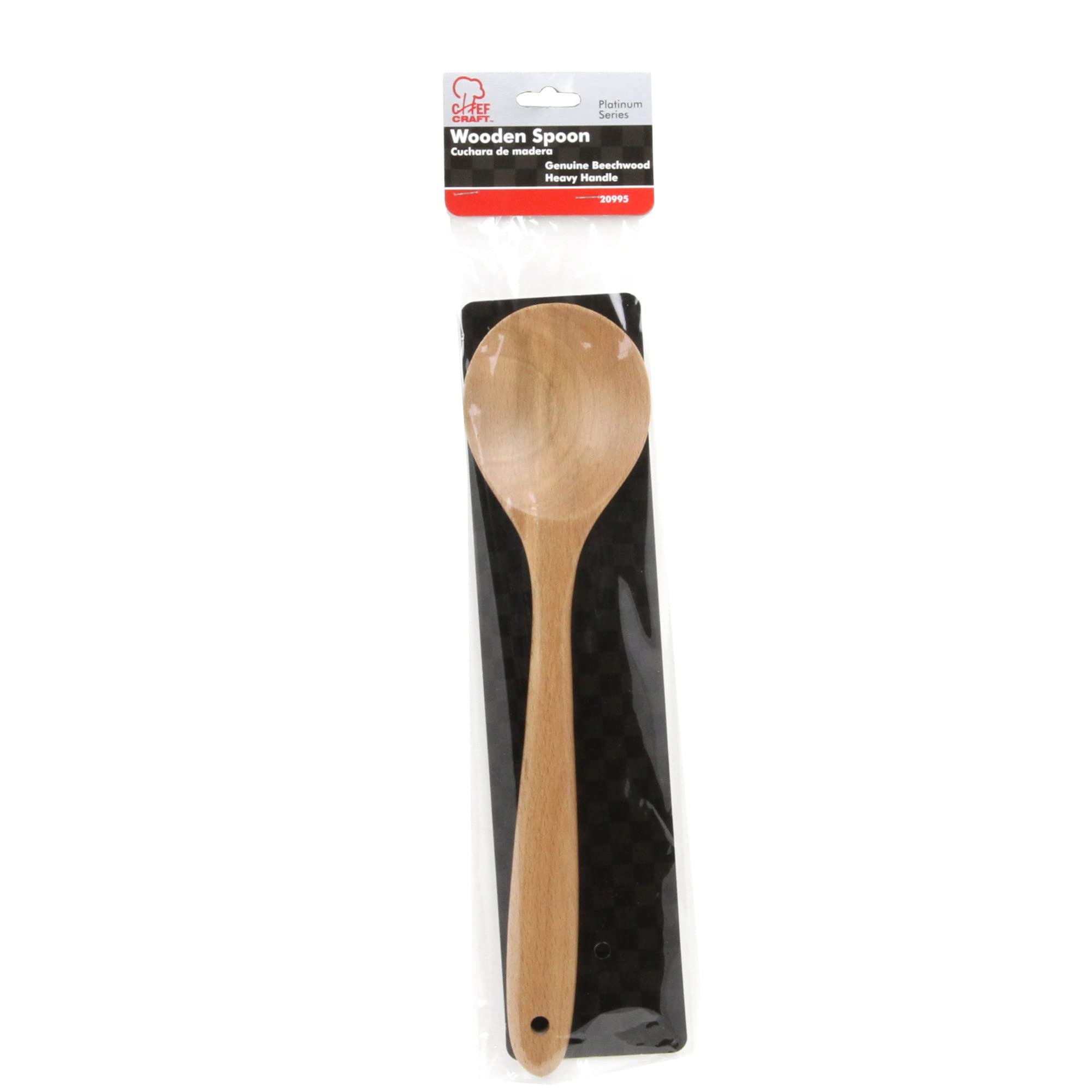 Chef Craft Select Beechwood Solid Spoon, 12 Inches In Length, Natural