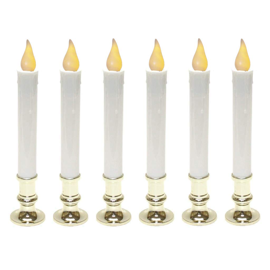 Gerson 9 inch battery operated candolier candle lamp with timer Aluminum  6 pack