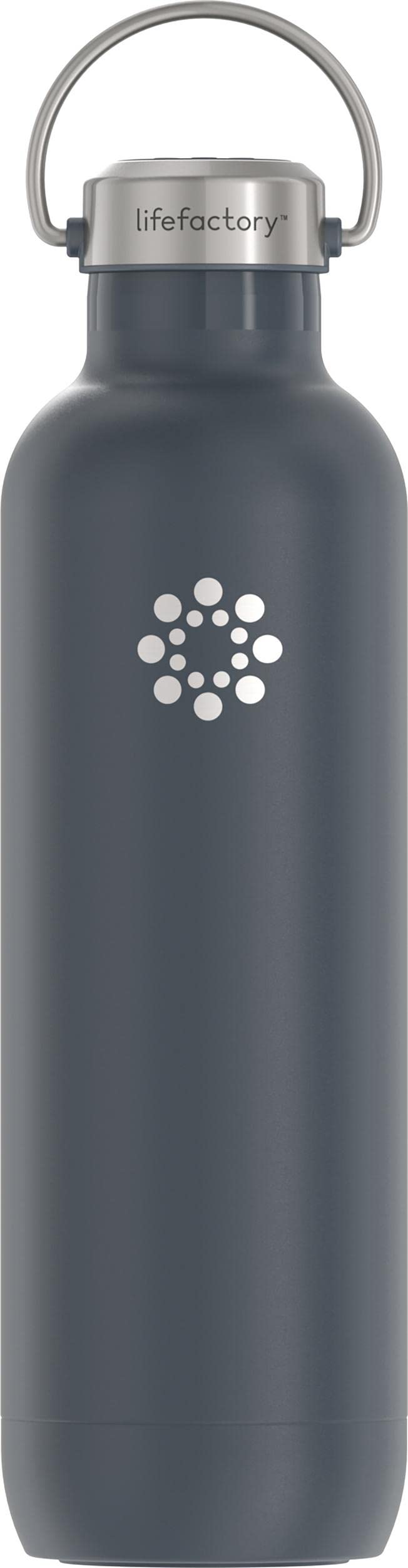 Lifefactory Stainless Steel Vacuum-Insulated Sport Bottle, 32 Ounce, Carbon