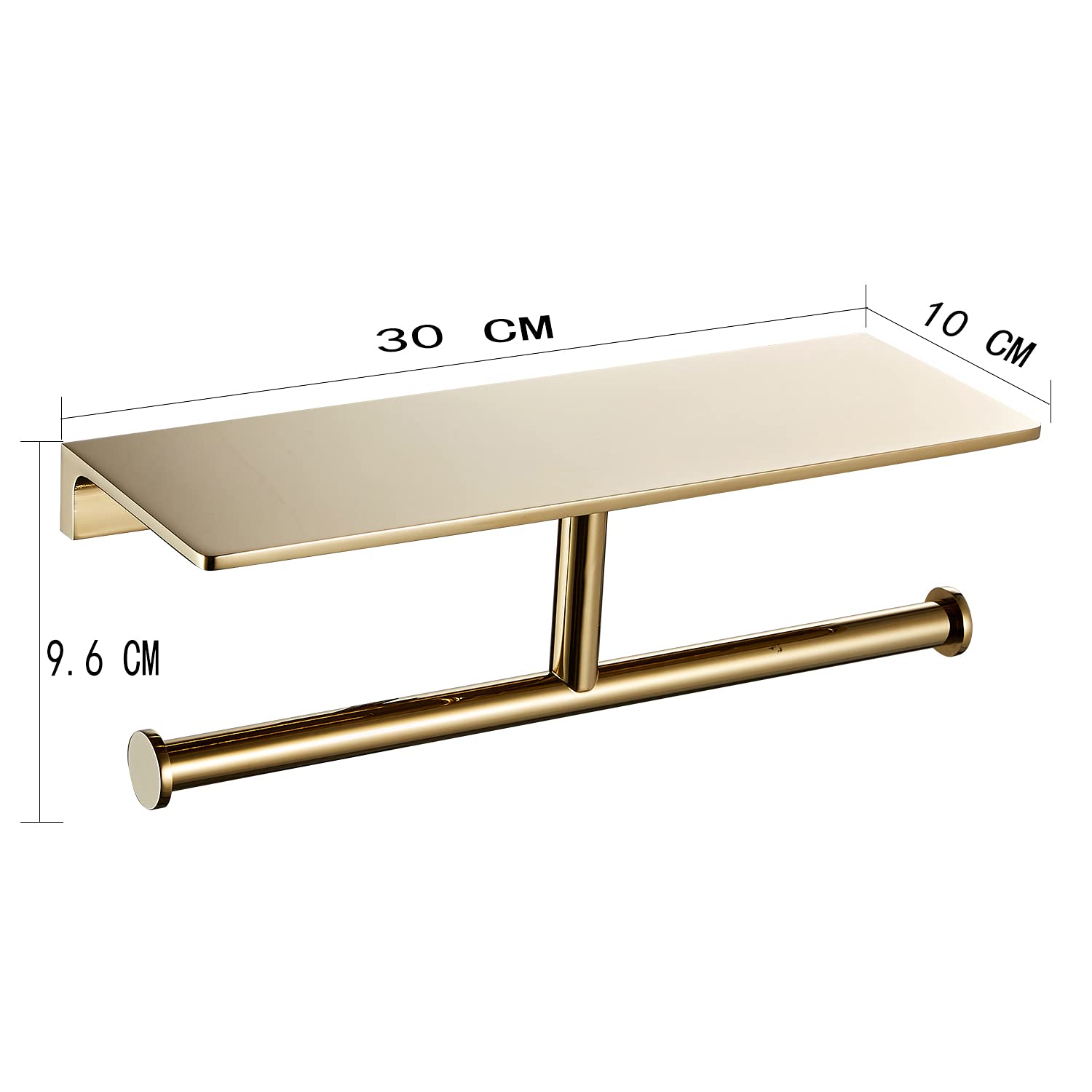 Double Roll Toilet Paper Holder With Shelf Solid Brass And Superior Hotel Style Tissue Dispenser Spared Storage Polished Gold Fi