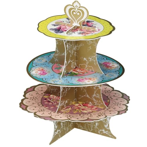 Talking Tables Afternoon Tea Cake Stand Floral Party Decorations | Truly Scrumptious |Card, 3-Tier, Anniversary, Birthday, Baby