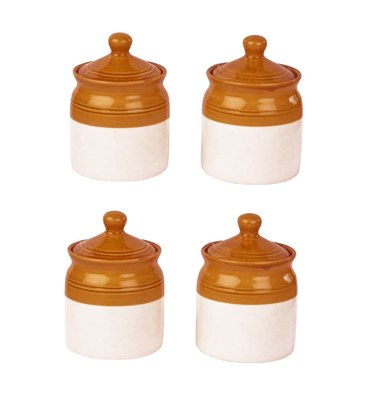 Hc The Crafts Table Pickle Jar Ceramic Jars Containers Set With Lid (Jars 500Ml Pack Of 4)