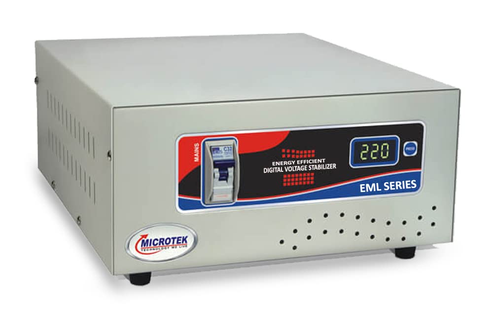 Microtek Eml 5090 Mainline Voltage Stabilizer | 90V - 3005V | Digital Display | Auto Start | Low & High Cut-Off | Energy Efficie