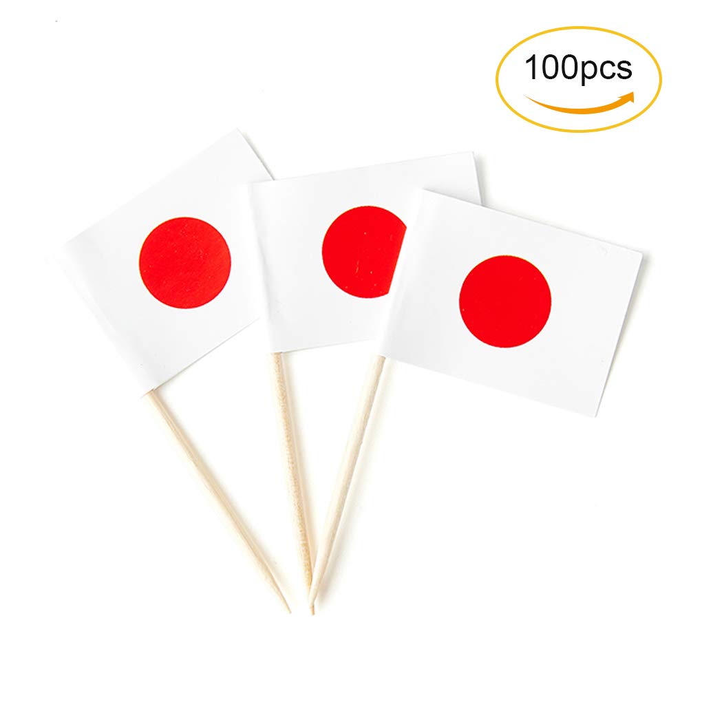 Japan Flag Japanese Small Toothpick Mini Cupcake Flags Decorations (100 Pcs)