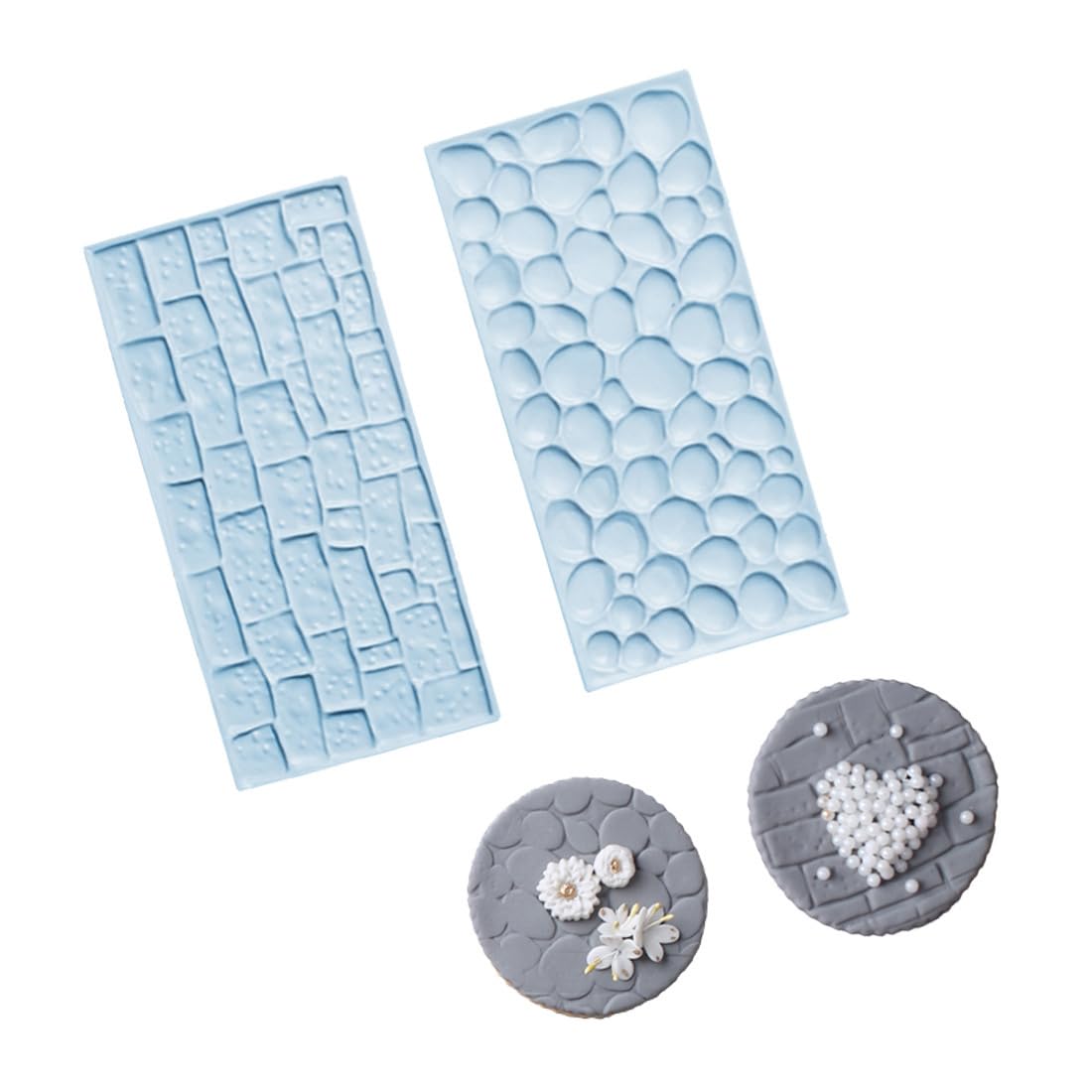 Anyana Set Of 12 +6 Free Plastic Embossed Icing Moulds Kits Wood Brick Cobblestone Quilted Grid Diamond Designs Chocolate Emboss