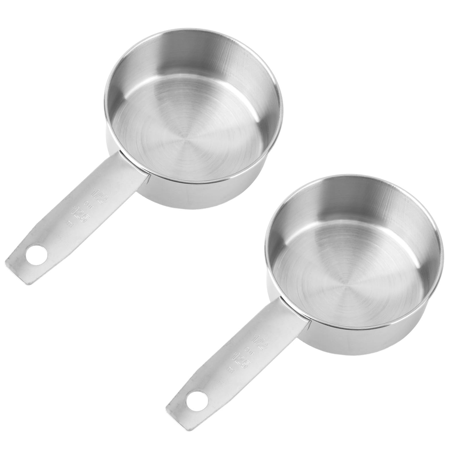 2pcs 1/2 Measuring Cup Scoops, 125ml Stainless Steel Half Cup Scoop