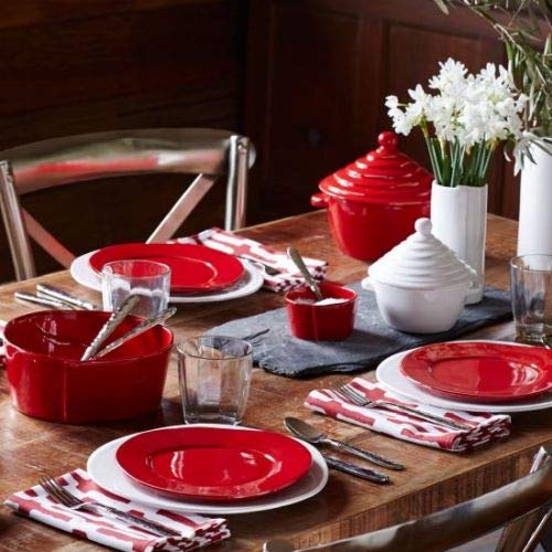 Vietri Lastra White American Dinner Plate, 12  Handmade Stoneware Plate, Microwave Safe Dishware