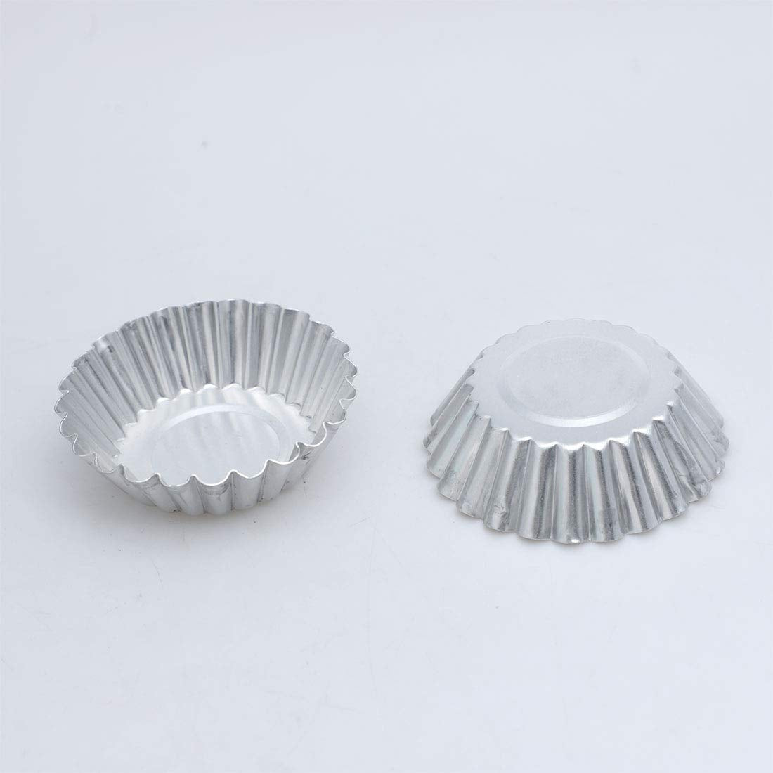 Uxcell Aluminum Egg Tart Mould Makers 10 Pcs Silver Tone (Pack Of 10)
