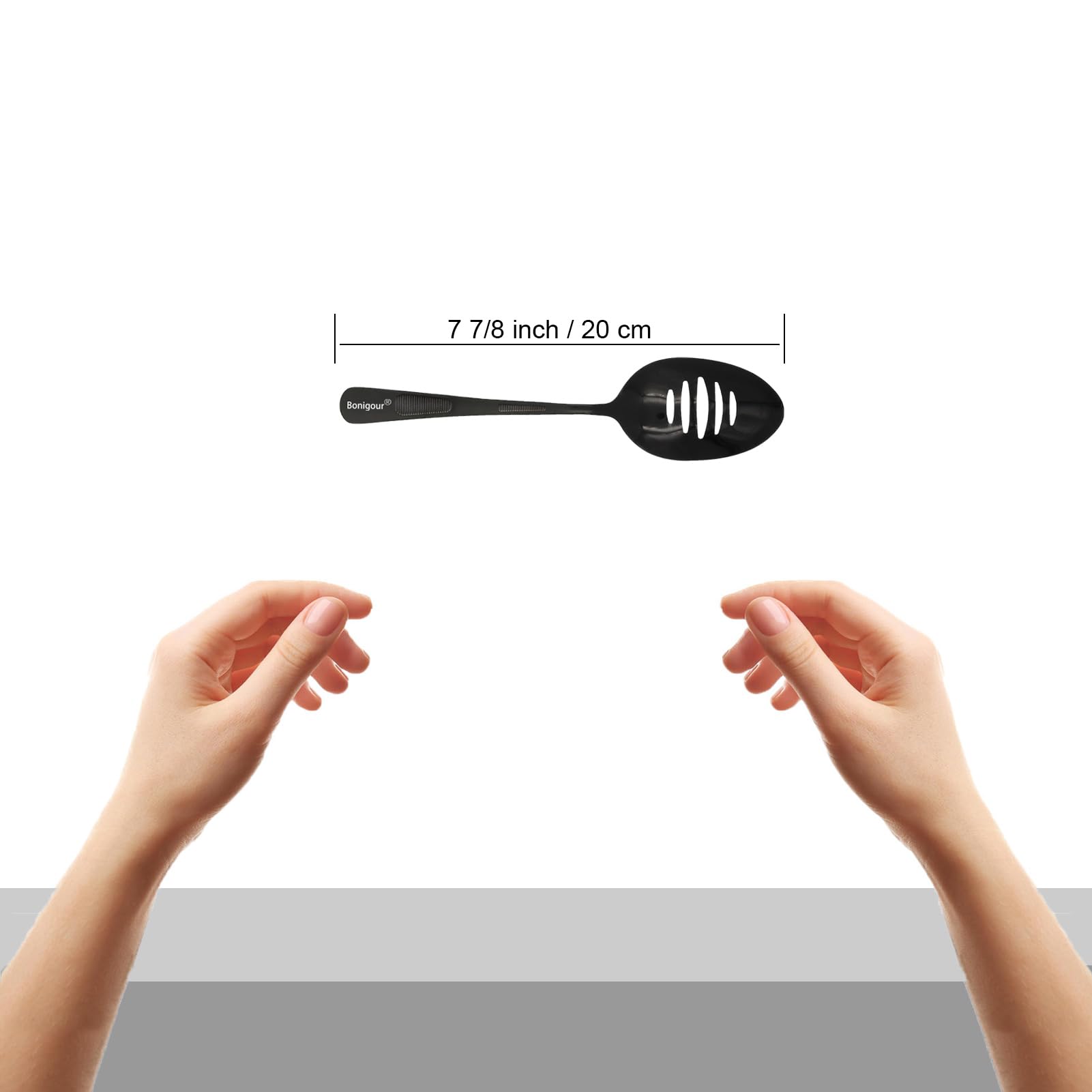 Bonigour 7 7/8'' Slotted Bowl,18-8 Stainless Steel Culinary Plating Spoon
