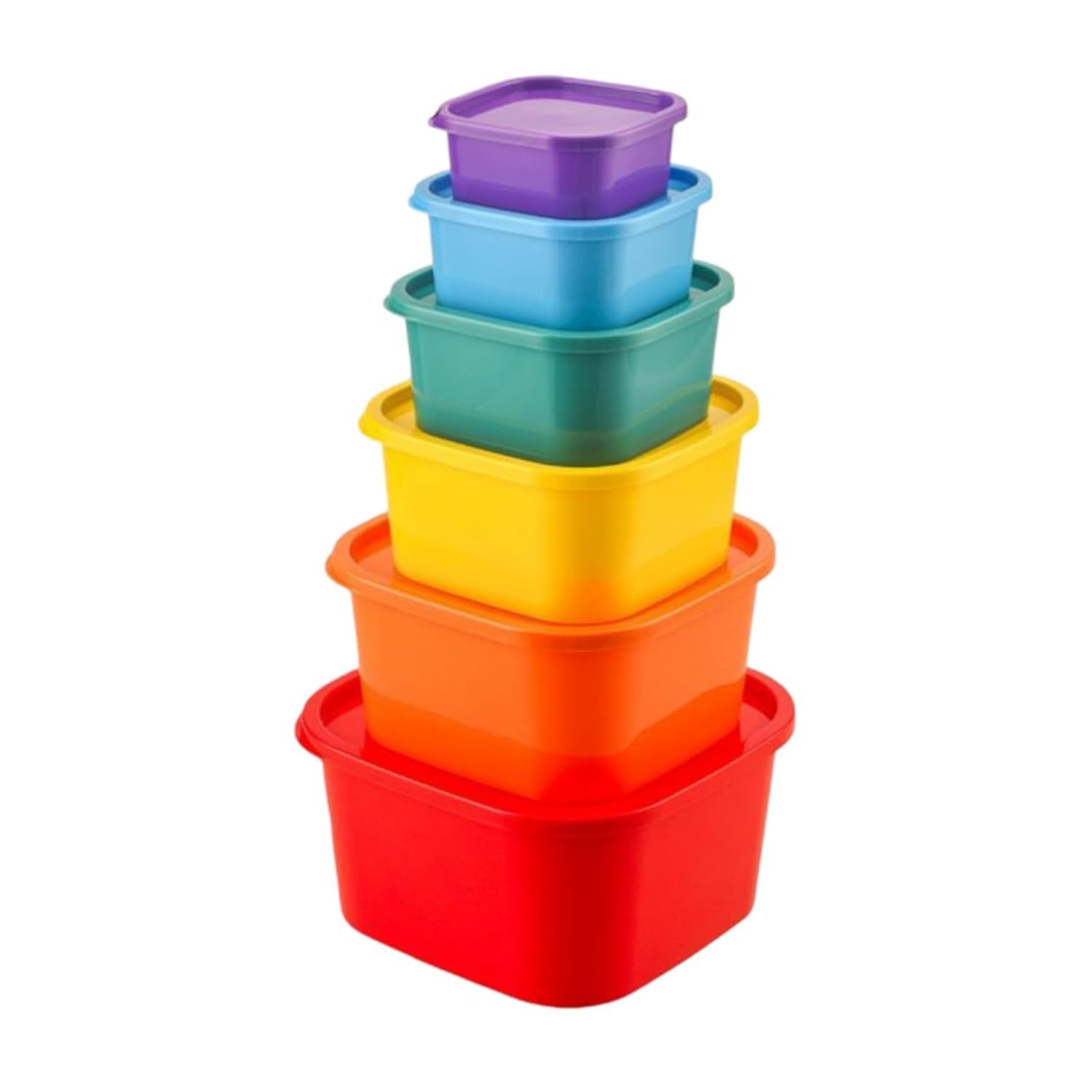 Hetshiv 6Piece Food Storage Container Set With Lids  BpaFree Stackable Plastic Kitchen Containers, MultiSize Airtight Storag